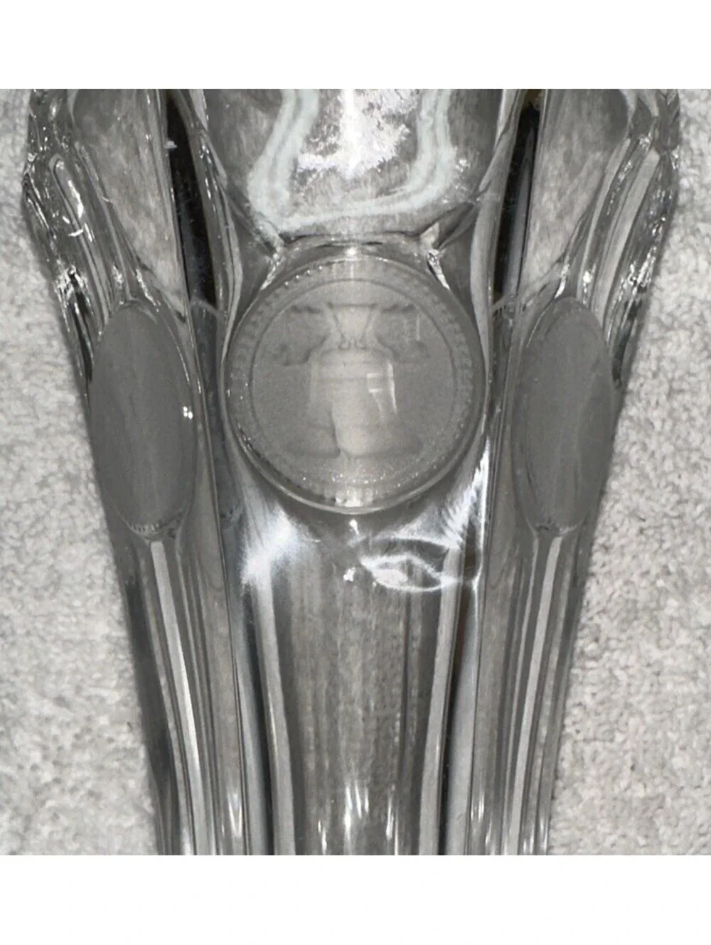2 Vtg Fostoria Coin Glass Clear Fluted Panel Scalloped Edge Pedestal Foot Vase